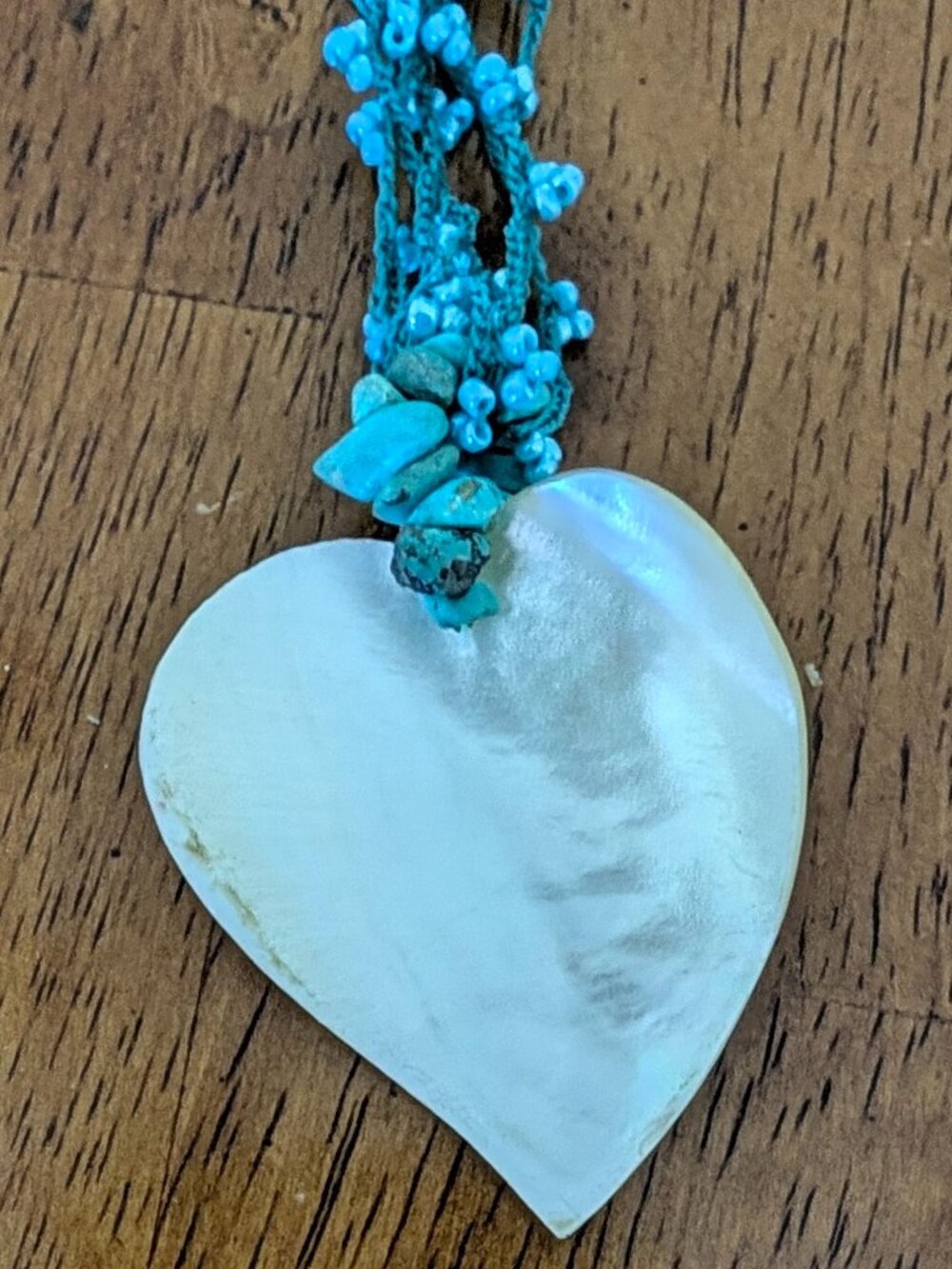 Heart & Blue Bead Necklace